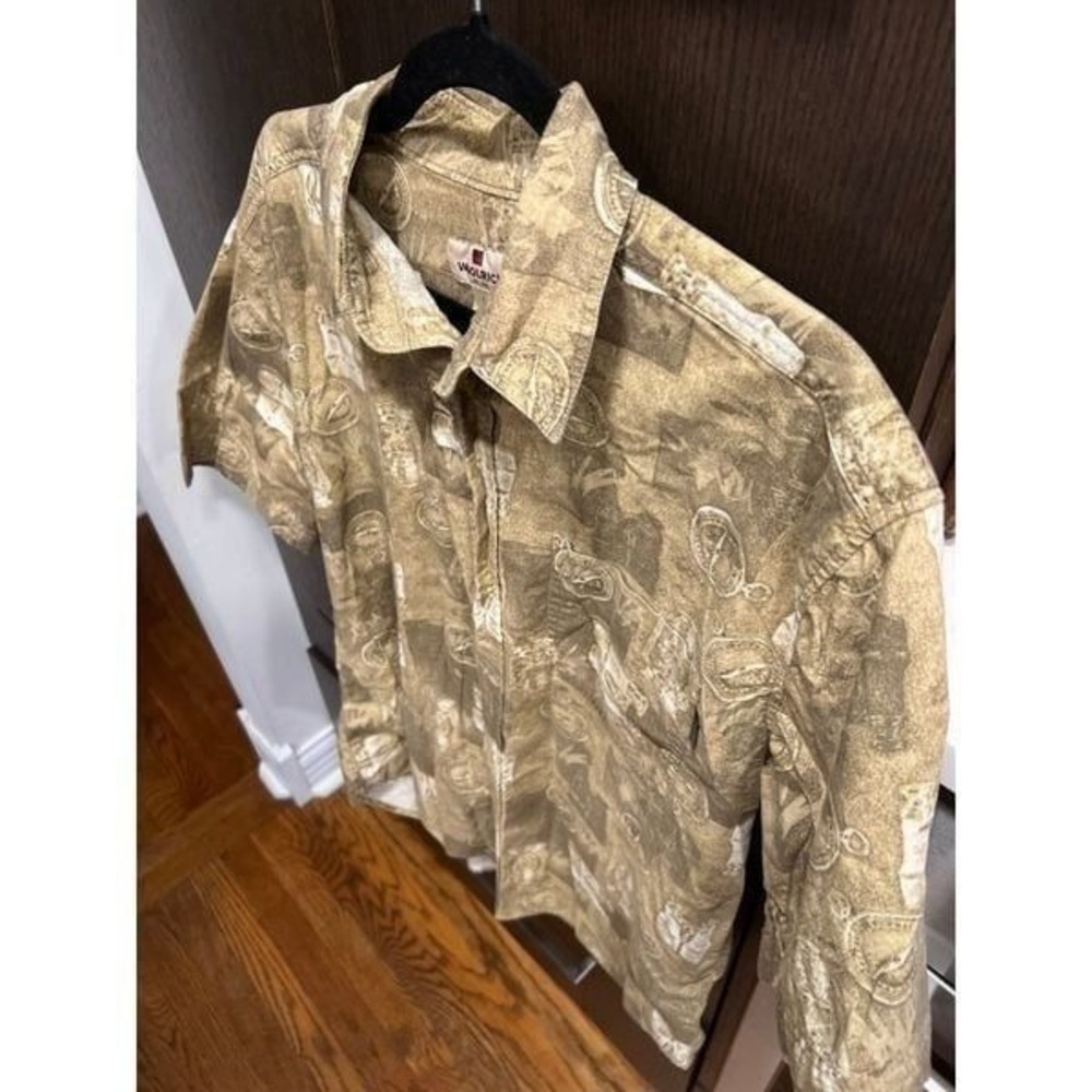Vintage Woolrich Safari explorer mens button shirt medium short sleeve w/ pocket